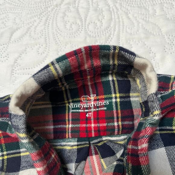 Vineyard Vines Holiday Plaid Flannel Shirt Size 4T - Picture 3 of 5